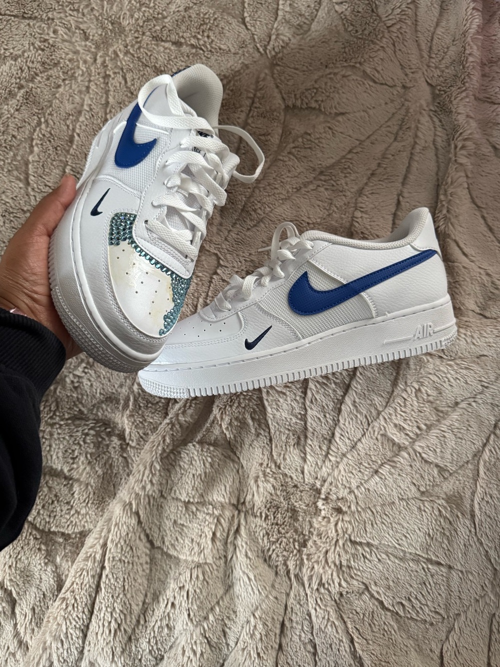 Nike Air Force 1 GS 7Y Women’s 8.5 Rhinestone Custom DIY Project New